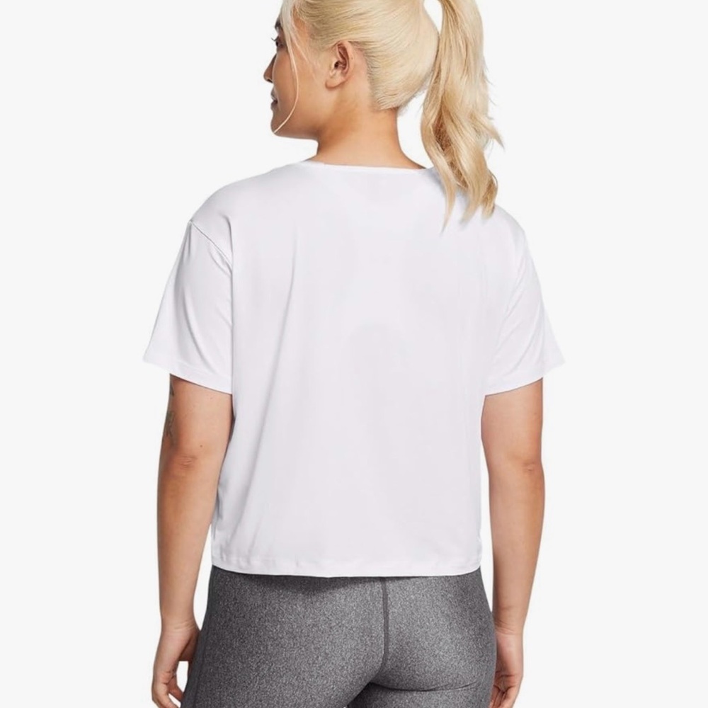 Under Armour Training Cropped Motion Top White Short Sleeve T-Shirt Size 1X - Picture 2 of 15